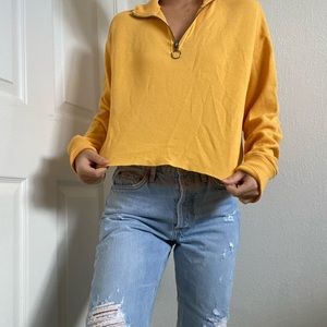Hollister Mustard Yellow Boyfriend Half Zip